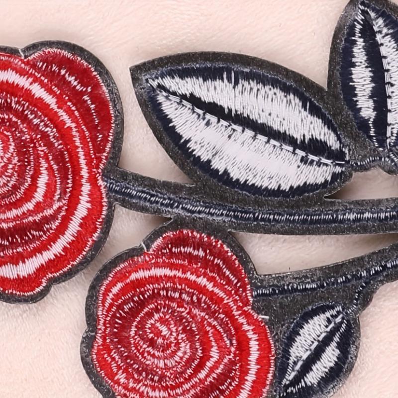 2pcs Embroidered Rose Flower Patch Iron on Model Cloth Sticker