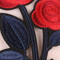 2pcs Embroidered Rose Flower Patch Iron on Model Cloth Sticker