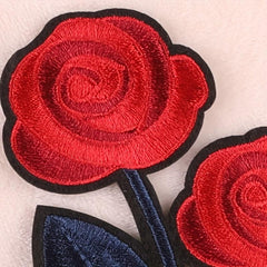 2pcs Embroidered Rose Flower Patch Iron on Model Cloth Sticker
