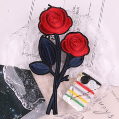 2pcs Embroidered Rose Flower Patch Iron on Model Cloth Sticker
