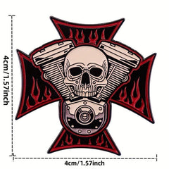 Engine Skull Brooch Cross Badge for Men
