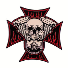 Engine Skull Brooch Cross Badge for Men