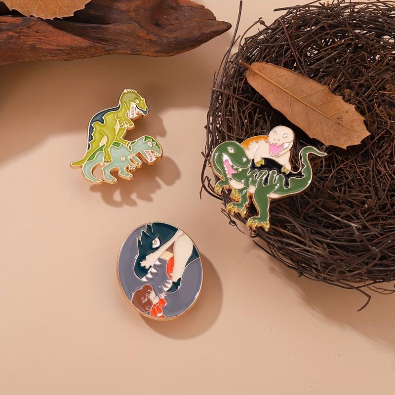 Dinosaur Enamel Pins Retro Lapel Badges Backpack Decor Brooches