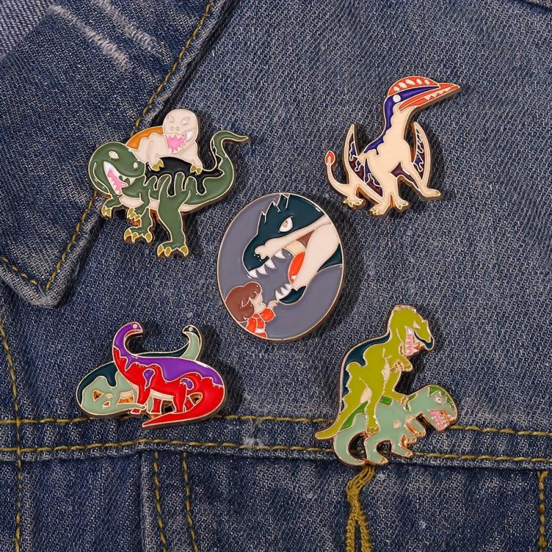 Dinosaur Enamel Pins Retro Lapel Badges Backpack Decor Brooches