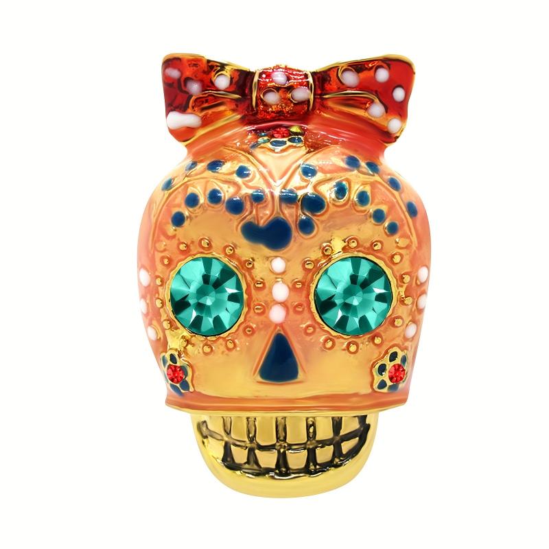 Retro Skull Glitter Brooch for Men