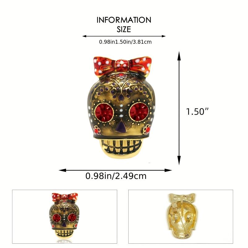 Retro Skull Glitter Brooch for Men