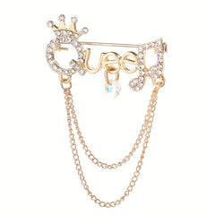 Fringe QUEEN Musical Symbol Brooch Ice Out Clothing Accessories