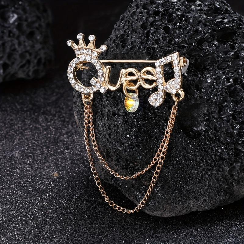 Fringe QUEEN Musical Symbol Brooch Ice Out Clothing Accessories