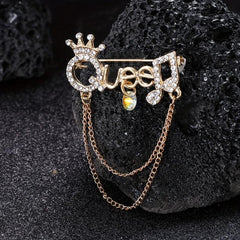 Fringe QUEEN Musical Symbol Brooch Ice Out Clothing Accessories