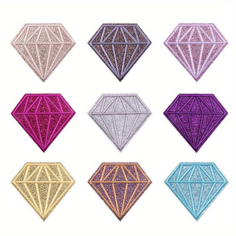9pcs Diamond Embroidered Patches For Men Sew On Applique Repair Patch DIY Crafts