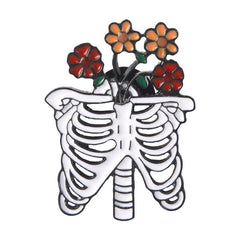 Skeleton Rose Brooch Enamel Pin Gothic Romantic Accessories