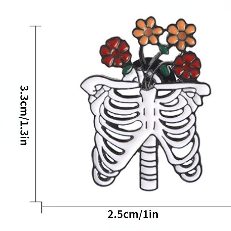 Skeleton Rose Brooch Enamel Pin Gothic Romantic Accessories