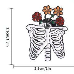 Skeleton Rose Brooch Enamel Pin Gothic Romantic Accessories