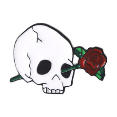 Skeleton Rose Brooch Enamel Pin Gothic Romantic Accessories