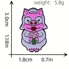 Animated Piggy Bride and Groom Brooch for Kids