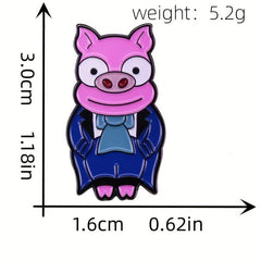 Animated Piggy Bride and Groom Brooch for Kids