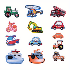 13pcs Cartoon Car Iron On Patches For Men Embroidered Applique Repair Patch