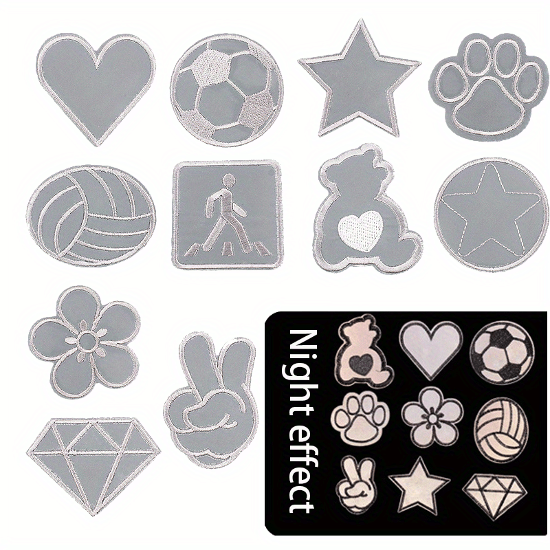 11pcs Night Effect Iron On Patches For Men Embroidered Applique Repair Patch