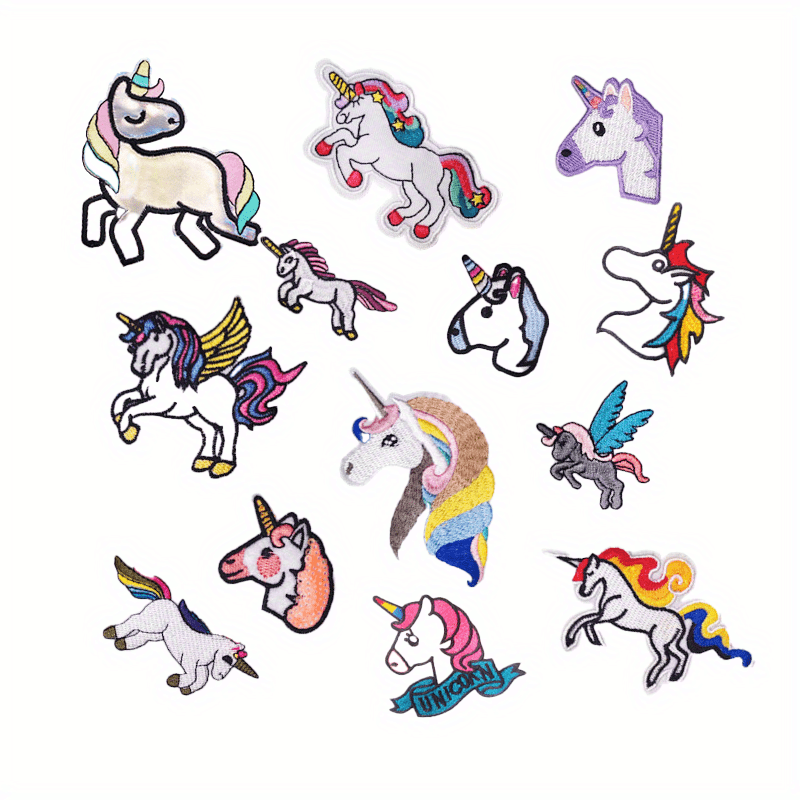 13pcs Rainbow Horse Iron On Patches Embroidered Applique Repair Patch