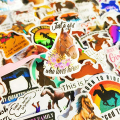 50pcs Cartoon Horse Riding Vinyl Waterproof Stickers for Laptop Skateboard Phone