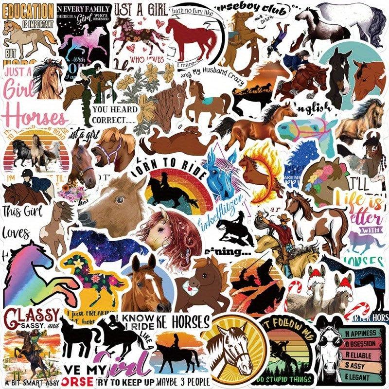 50pcs Cartoon Horse Riding Vinyl Waterproof Stickers for Laptop Skateboard Phone