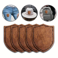 5pcs Laserable Shield Shaped Leather Patches w/ Adhesive