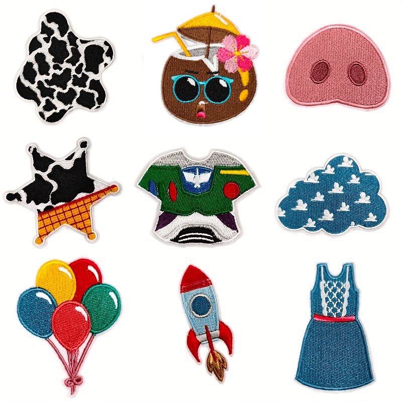 9pcs Cartoon Iron On Patches Embroidered Applique for DIY Crafts