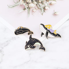 3pcs Whale Cowboy Badge Collar Brooch For Men