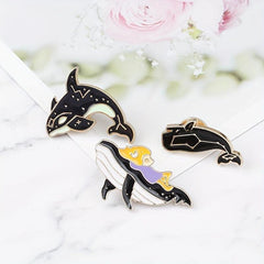 3pcs Whale Cowboy Badge Collar Brooch For Men
