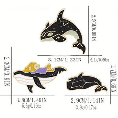3pcs Whale Cowboy Badge Collar Brooch For Men