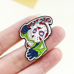 Halloween Alloy Masked Men With Chopper Pin