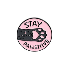 Cat Paw Enamel Pins STAY PAWSITIVE TOE BEANS TEAM