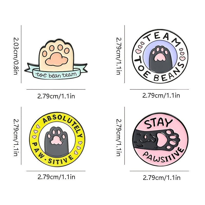 Cat Paw Enamel Pins STAY PAWSITIVE TOE BEANS TEAM