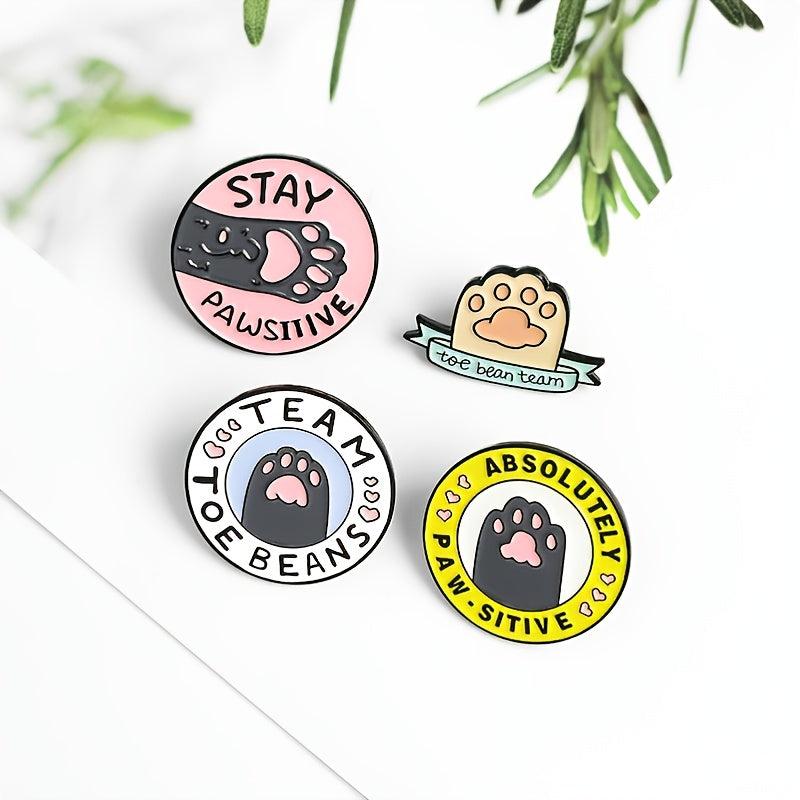 Cat Paw Enamel Pins STAY PAWSITIVE TOE BEANS TEAM