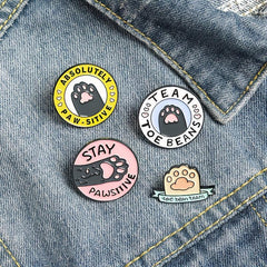 Cat Paw Enamel Pins STAY PAWSITIVE TOE BEANS TEAM