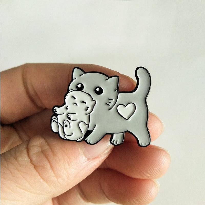 Cat Enamel Pins Cartoon Cat Baby Brooch Cat Enamel Backpack