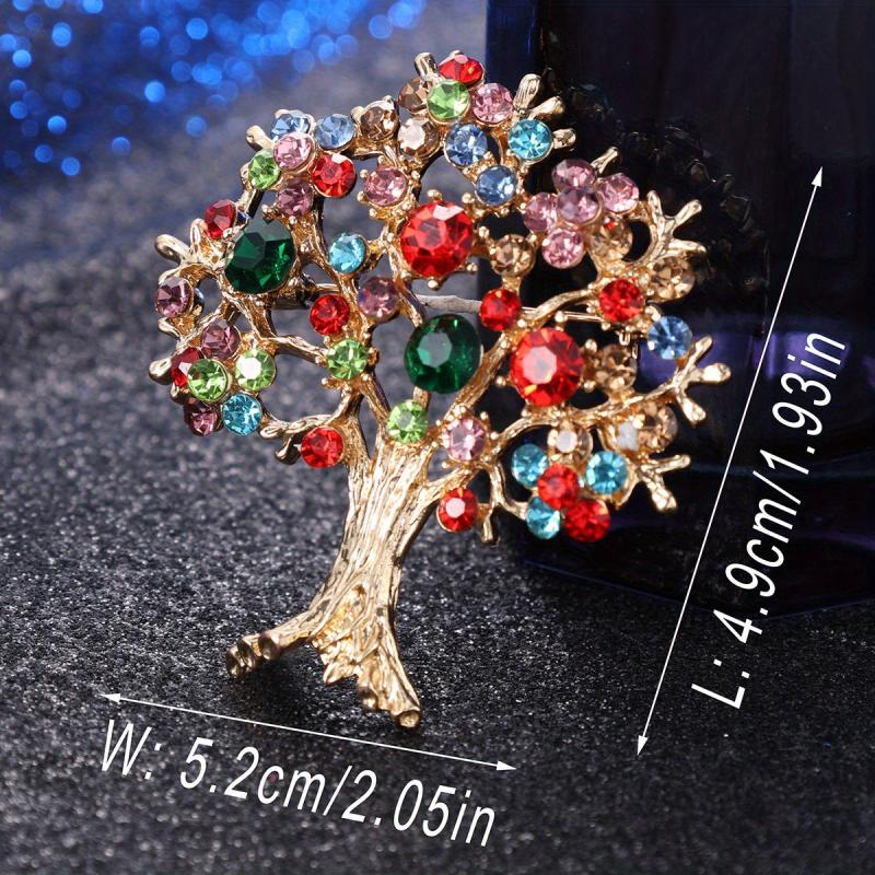 Life Tree Rhinestone Brooch, Colorful Christmas Tree Pin