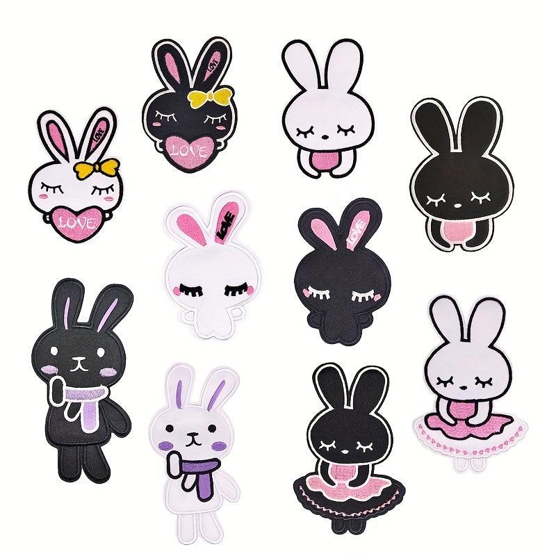 10pcs Cartoon Rabbit Iron On Patches For Girls