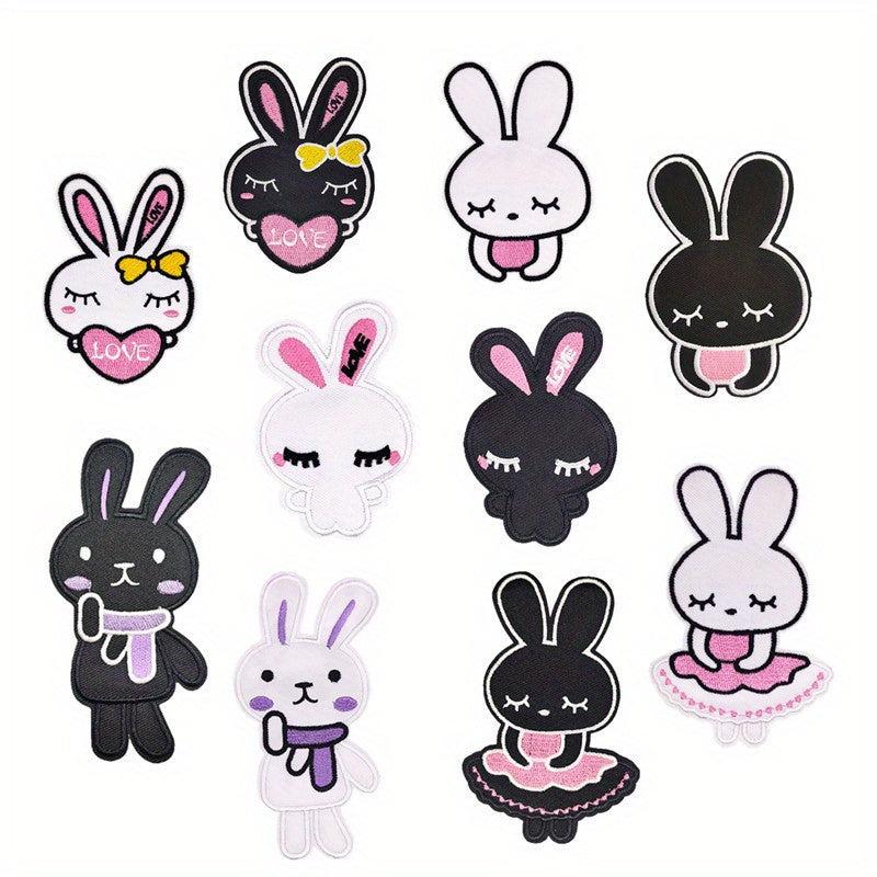 10pcs Cartoon Rabbit Iron On Patches For Girls