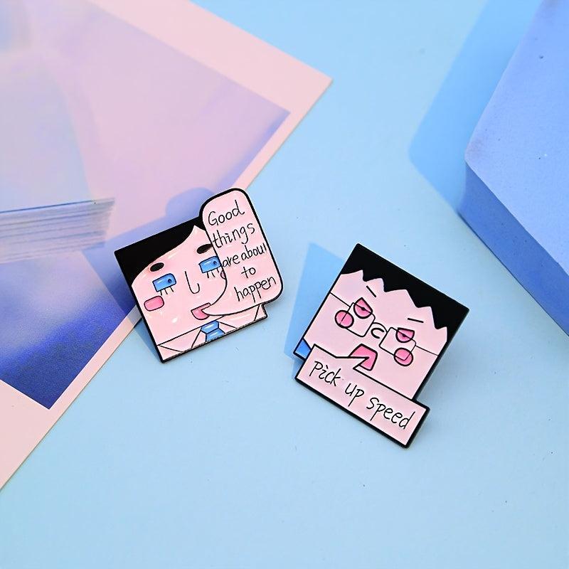 Square Man's Face Brooch Good Things About To Happen