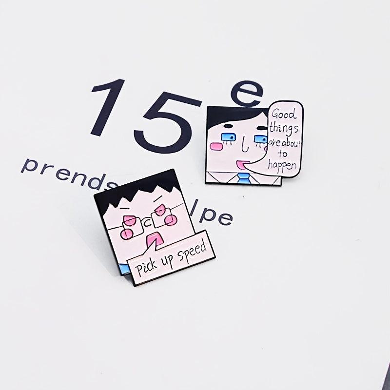 Square Man's Face Brooch Good Things About To Happen