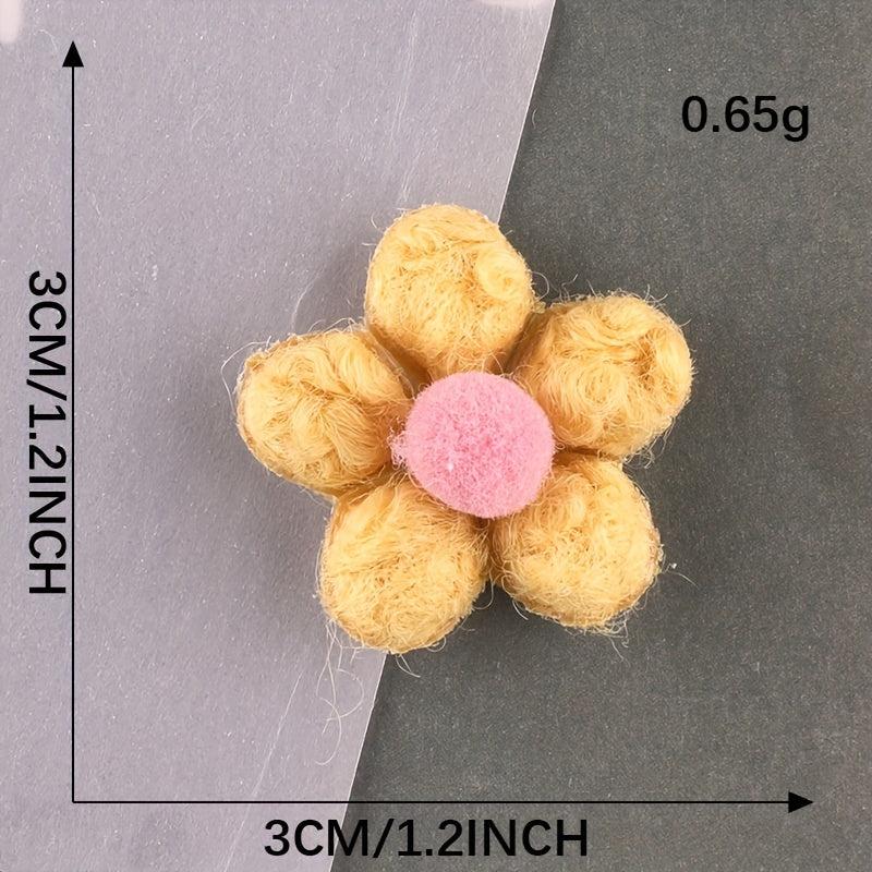 5pcs Plush Flower Hair Accessories for Girls Hat DIY