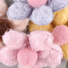 5pcs Plush Flower Hair Accessories for Girls Hat DIY