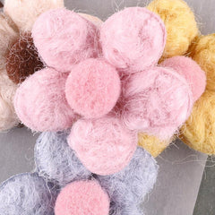 5pcs Plush Flower Hair Accessories for Girls Hat DIY