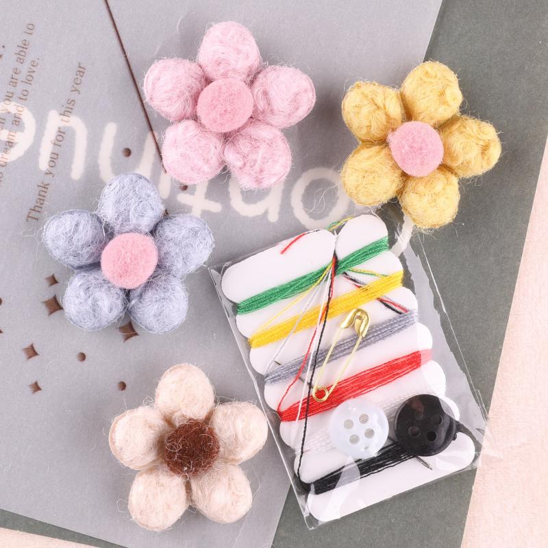 5pcs Plush Flower Hair Accessories for Girls Hat DIY