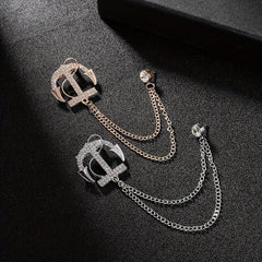 Men's Navy Artificial Diamond Anchor Brooch Coat Pin