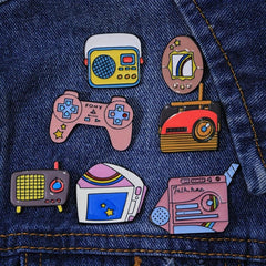 Retro Game Brooch School Bag Decor Clothes Accessory