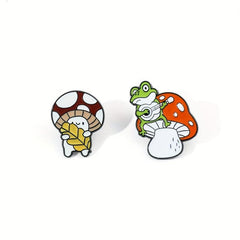 Mushroom Frog Ejection Guitar Brooch Forest Elf Bag Accessory