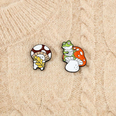 Mushroom Frog Ejection Guitar Brooch Forest Elf Bag Accessory