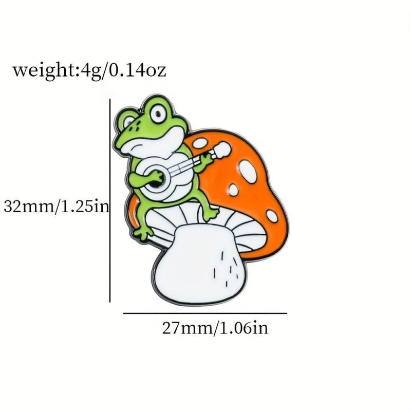 Mushroom Frog Ejection Guitar Brooch Forest Elf Bag Accessory